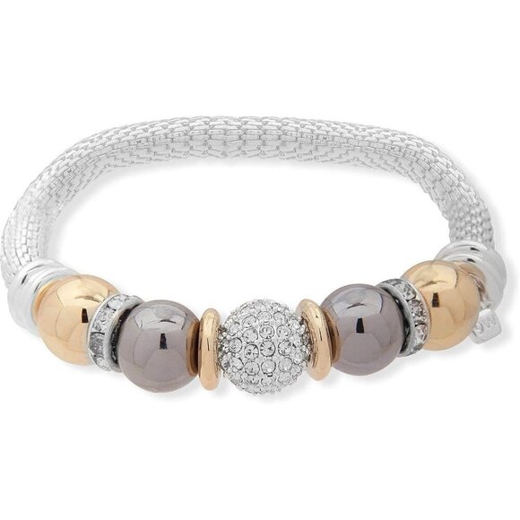 Nine West Boxed Fireball Tri-Tone Stretch Bracelet, Silvera - Picture 1 of 1